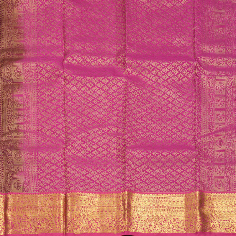 Hayagrivas Handloom Dark Brown Kanjivaram Silk Saree with Pink Border KBF916H1-13