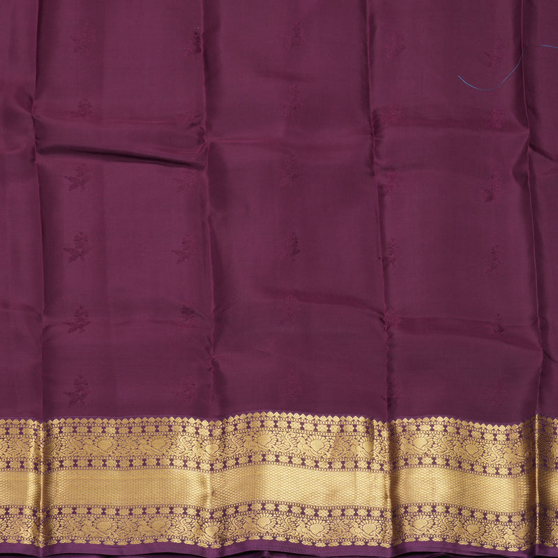 Hayagrivas Handloom Sky Blue Kanjivaram Silk Saree with Plum Purple Border KBF916H1-2