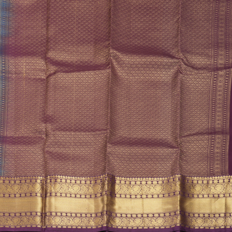 Hayagrivas Handloom Sky Blue Kanjivaram Silk Saree with Plum Purple Border KBF916H1-2