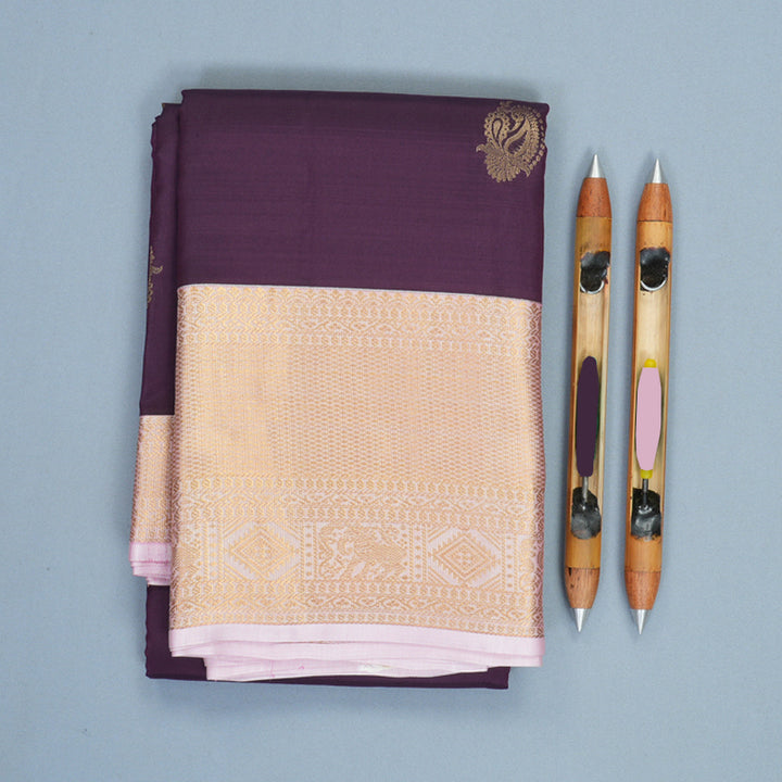 Hayagrivas Handloom Nagapazham Kanjivaram Silk Saree with Baby Pink Border KBF916H1-36