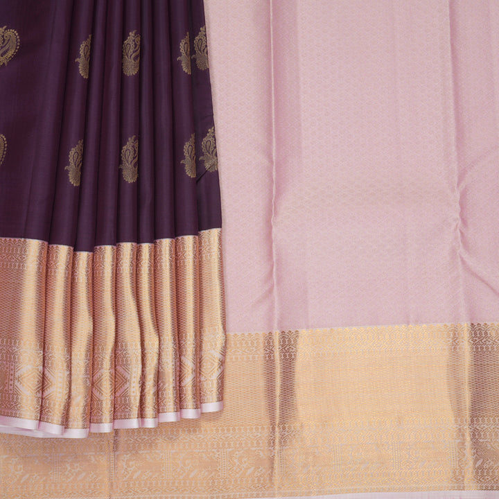 Hayagrivas Handloom Nagapazham Kanjivaram Silk Saree with Baby Pink Border KBF916H1-36