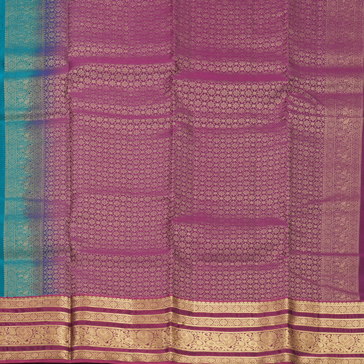 Hayagrivas Handloom Ramar Blue Kanjivaram Silk Saree with Purple Border KBF916H2-12