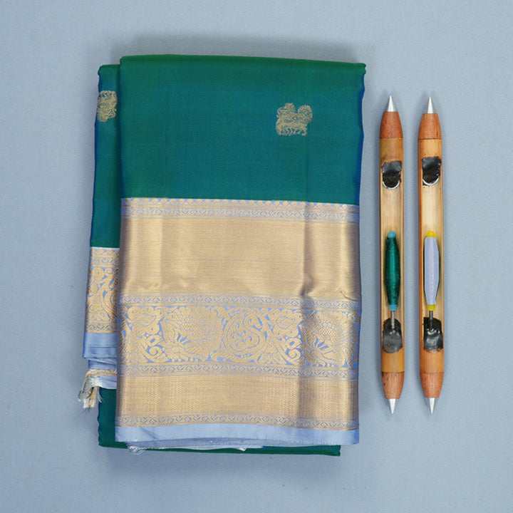 Hayagrivas Handloom Mayilkazhuthu Kanjivaram Silk Saree with Lilac Border KBF916H2-16