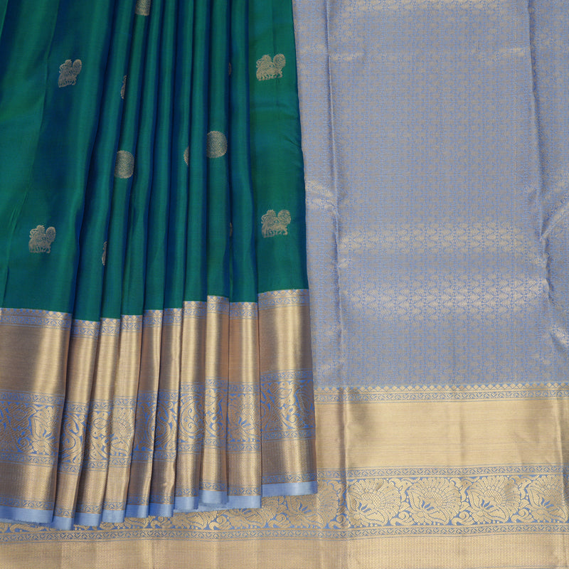 Hayagrivas Handloom Mayilkazhuthu Kanjivaram Silk Saree with Lilac Border KBF916H2-16