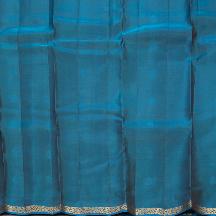 Hayagrivas Handloom Olive Green Kanjivaram Silk Saree with Ananda Blue Border KBF917H1-7