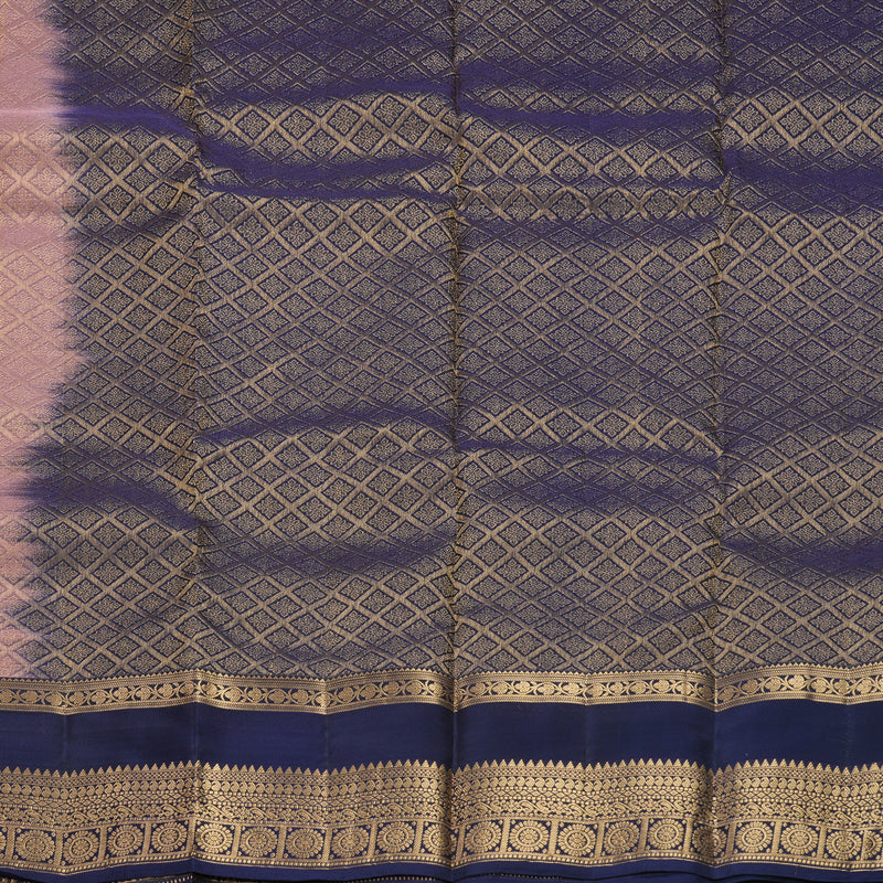 Hayagrivas Handloom Mauve Kanjivaram Silk Saree with Navy Blue Border KBF917H2-13