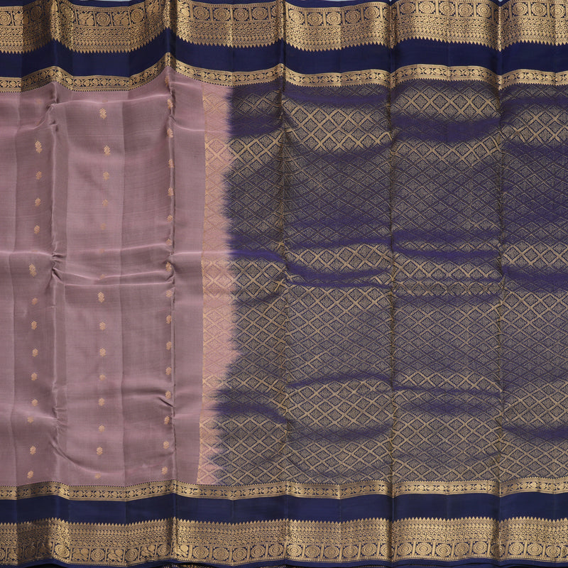 Hayagrivas Handloom Mauve Kanjivaram Silk Saree with Navy Blue Border KBF917H2-13