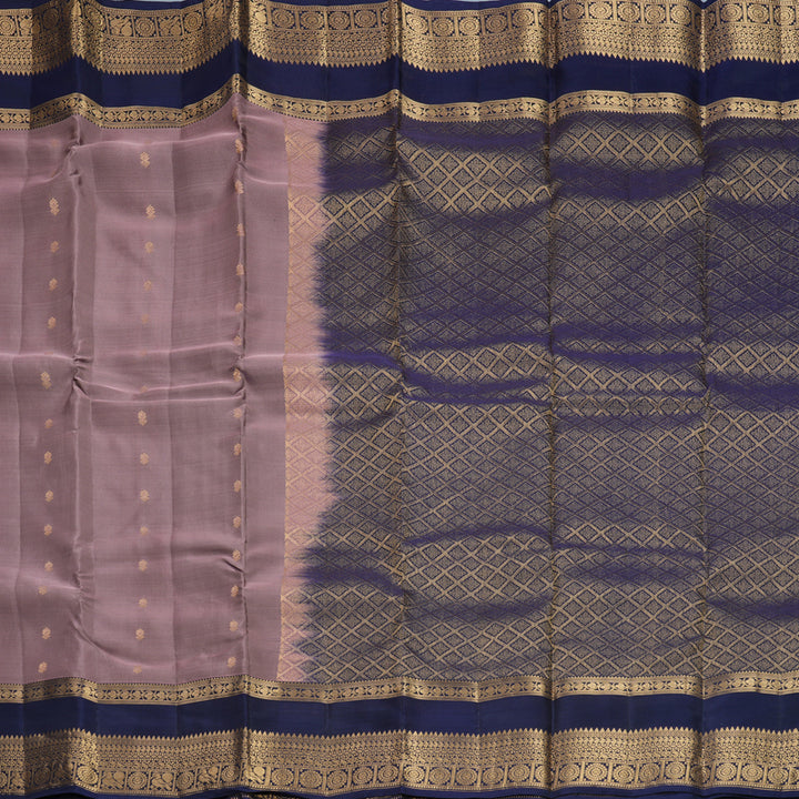 Hayagrivas Handloom Mauve Kanjivaram Silk Saree with Navy Blue Border KBF917H2-13