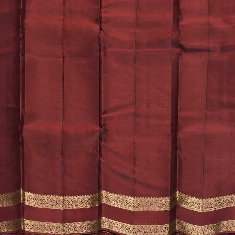Hayagrivas Handloom Bottle Green Kanjivaram Silk Saree with Rust Maroon Border KBF917H2-7