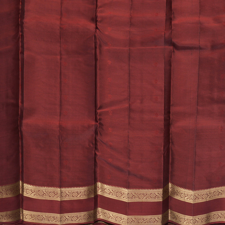 Hayagrivas Handloom Bottle Green Kanjivaram Silk Saree with Rust Maroon Border KBF917H2-7