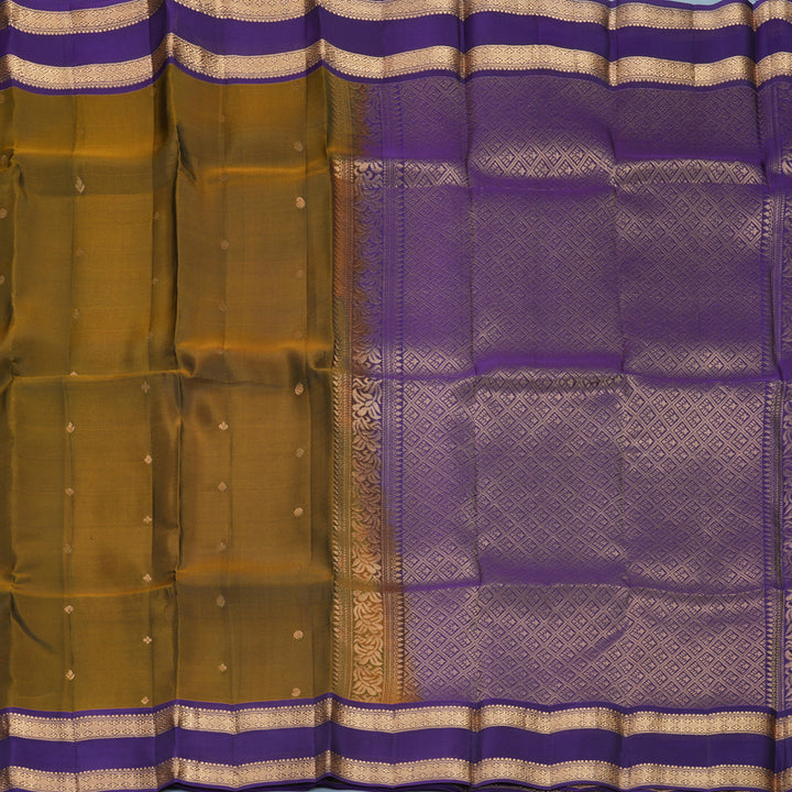 Hayagrivas Handloom Brown Kanjivaram Silk Saree with Purple Border KBF919H1-16