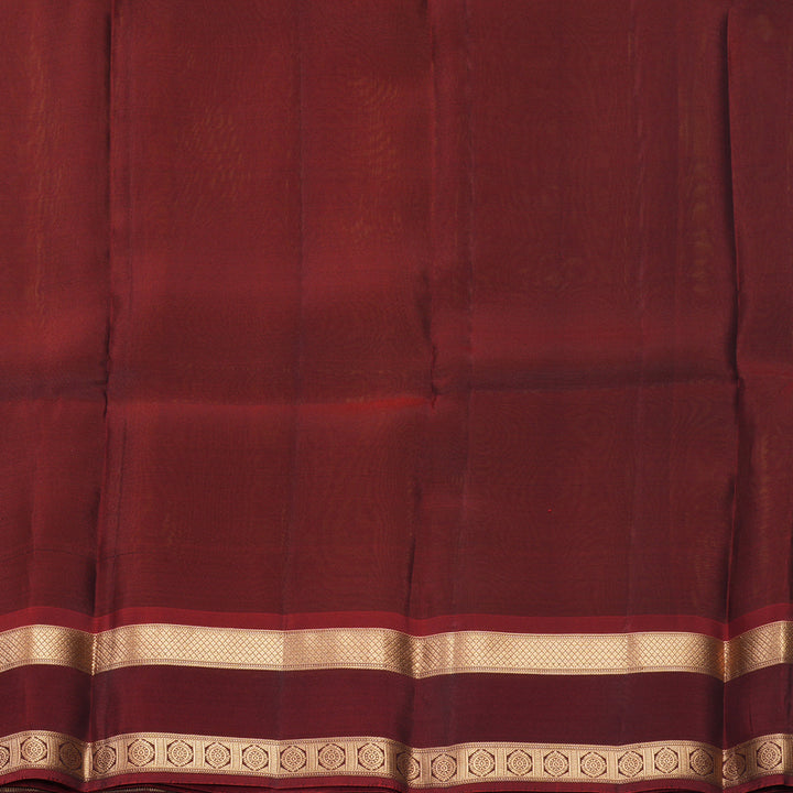 Hayagrivas Handloom Grass Green Kanjivaram Silk Saree with Maroon Border KBF919H1-18