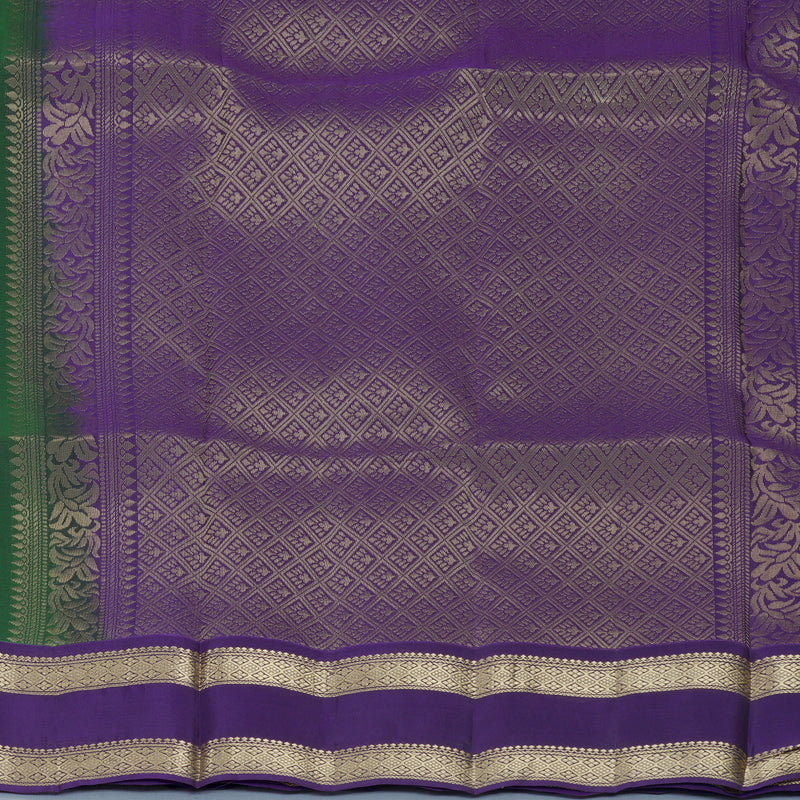 Hayagrivas Handloom Bottle Green Kanjivaram Silk Saree with Purple Border KBF919H1-3