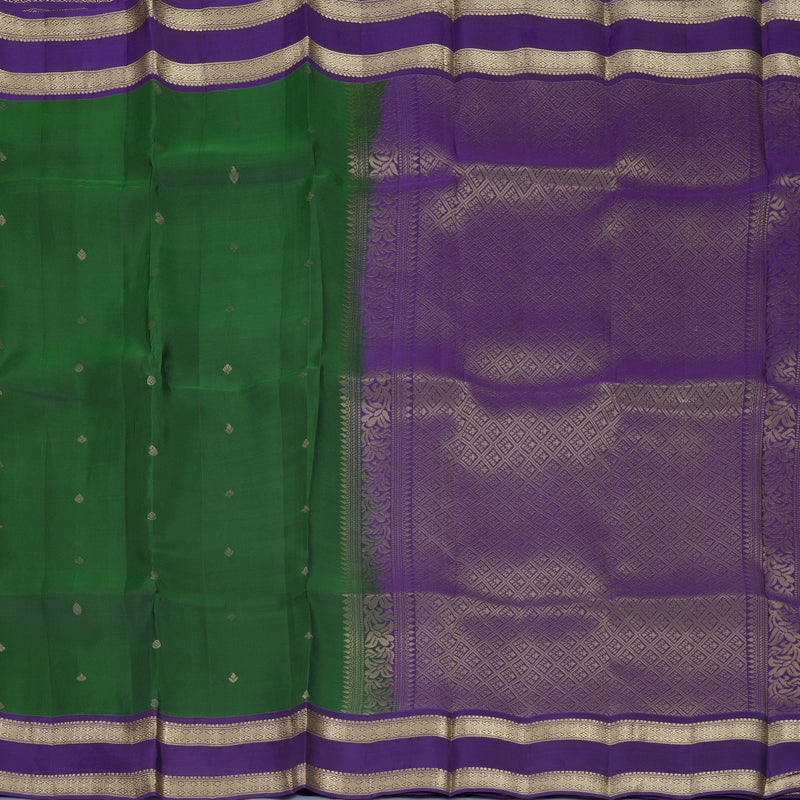 Hayagrivas Handloom Bottle Green Kanjivaram Silk Saree with Purple Border KBF919H1-3