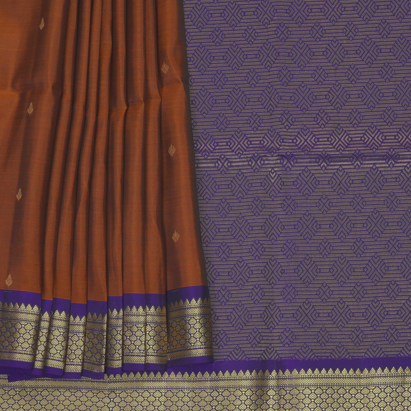 Hayagrivas Rust Orange Handloom Soft Silk Saree KBF920H1-17