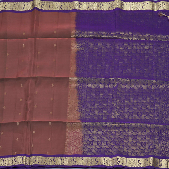 Hayagrivas Pinkish-Maroon Handloom Soft Silk Saree KBF920H1-18