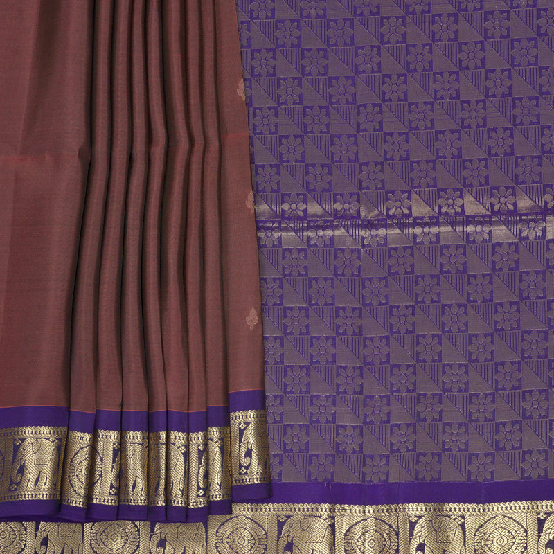 Hayagrivas Pinkish-Maroon Handloom Soft Silk Saree KBF920H1-18