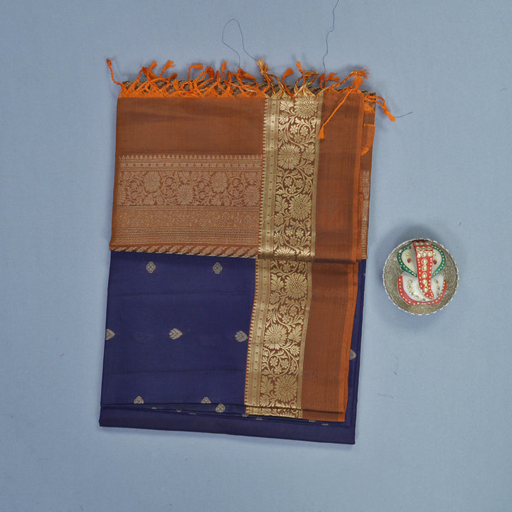 Hayagrivas Deep Ink Blue Handloom Soft Silk Saree KBF920H1-24