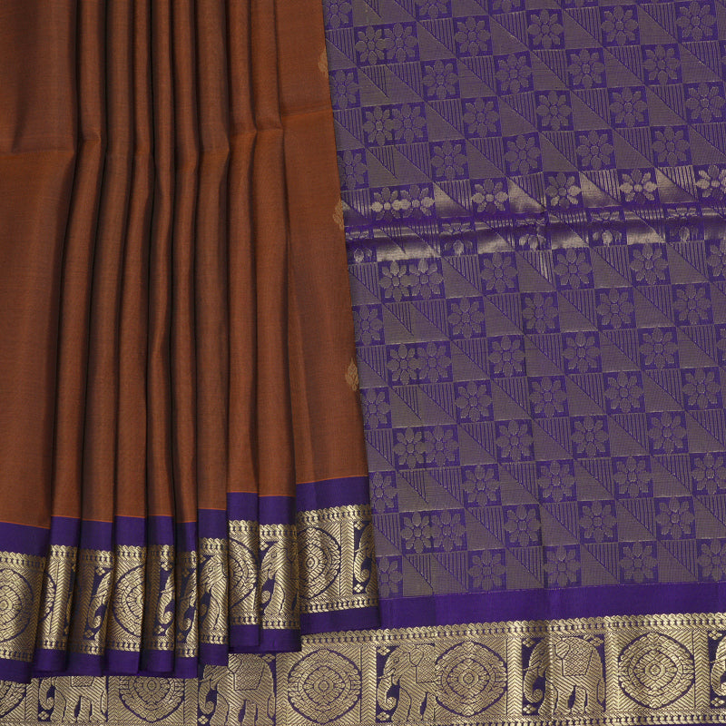Hayagrivas Rust Orange Handloom Soft Silk Saree KBF920H1-29