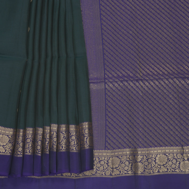 Hayagrivas Deep Teal Handloom Soft Silk Saree KBF920H1-31