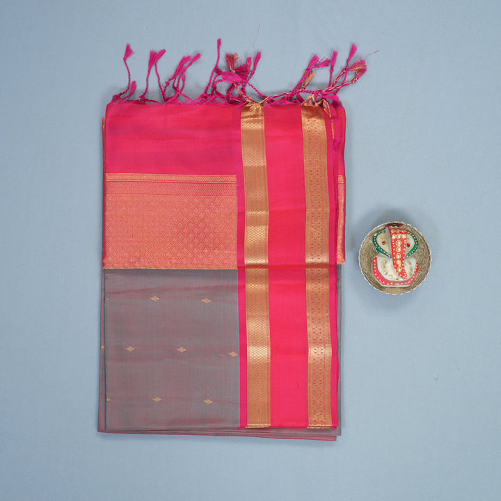 Hayagrivas Dual Tone (Blue &amp; Red) Handloom Soft Silk Saree KBF920H1-6