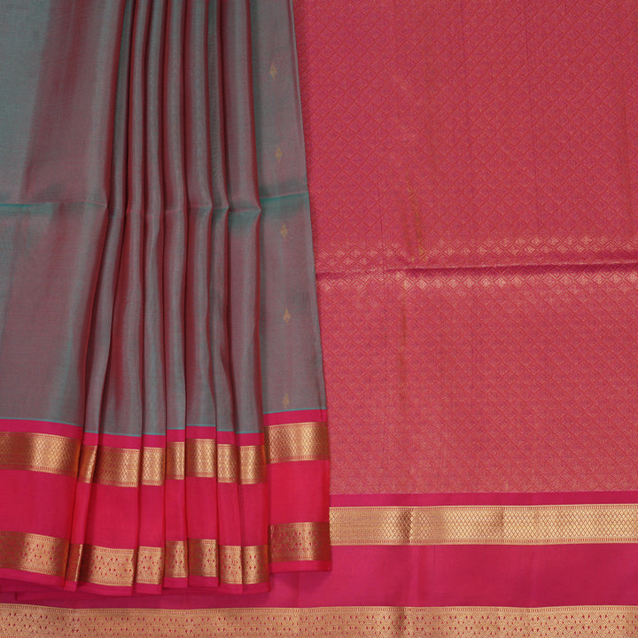 Hayagrivas Dual Tone (Blue &amp; Red) Handloom Soft Silk Saree KBF920H1-6