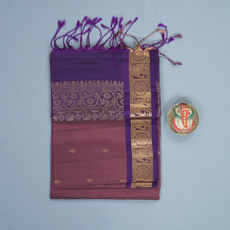 Hayagrivas Pinkish-Mauve Handloom Soft Silk Saree KBF920H1-9