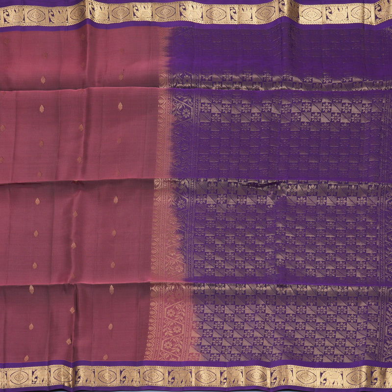Hayagrivas Pinkish-Mauve Handloom Soft Silk Saree KBF920H1-9