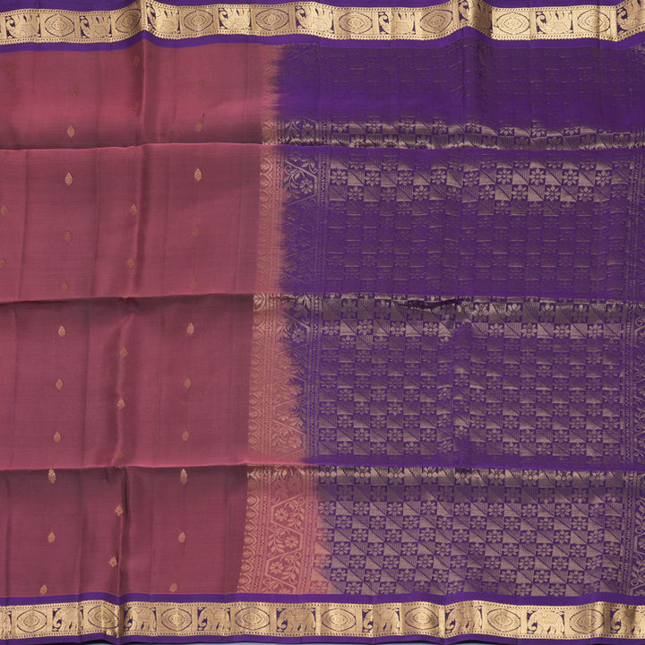 Hayagrivas Pinkish-Mauve Handloom Soft Silk Saree KBF920H1-9