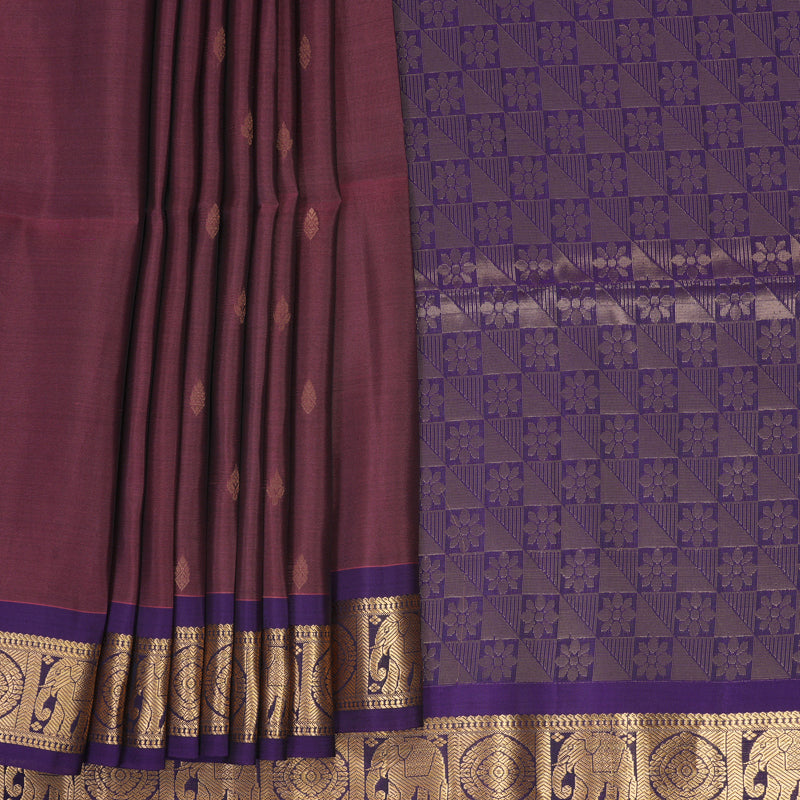 Hayagrivas Pinkish-Mauve Handloom Soft Silk Saree KBF920H1-9