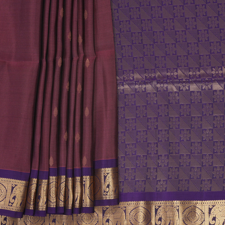 Hayagrivas Pinkish-Mauve Handloom Soft Silk Saree KBF920H1-9