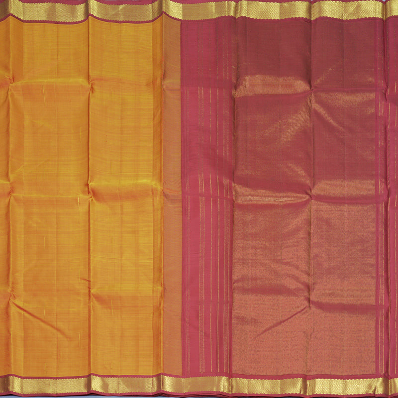 Hayagrivas Handloom Golden Orange Kanjivaram Silk Saree with Maroon Border KBF921H1-1