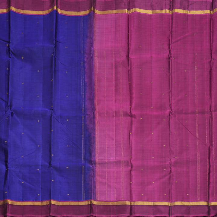 Hayagrivas Handloom MS Blue Kanjivaram Silk Saree with Purple Border KBF921H2-1