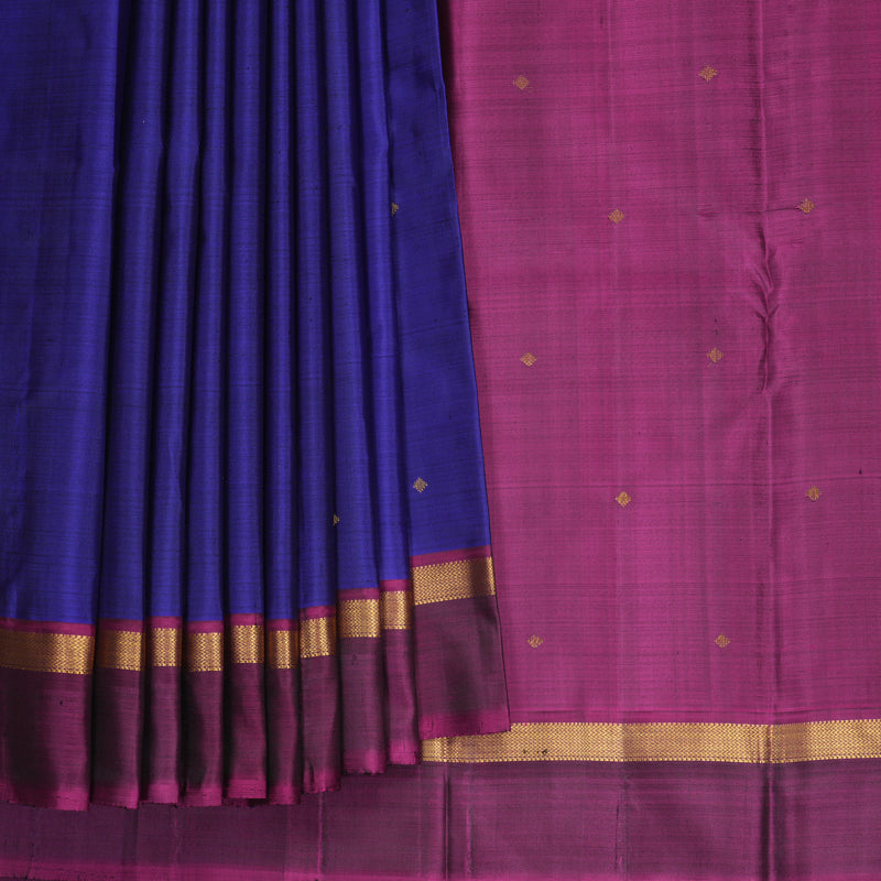 Hayagrivas Handloom MS Blue Kanjivaram Silk Saree with Purple Border KBF921H2-1