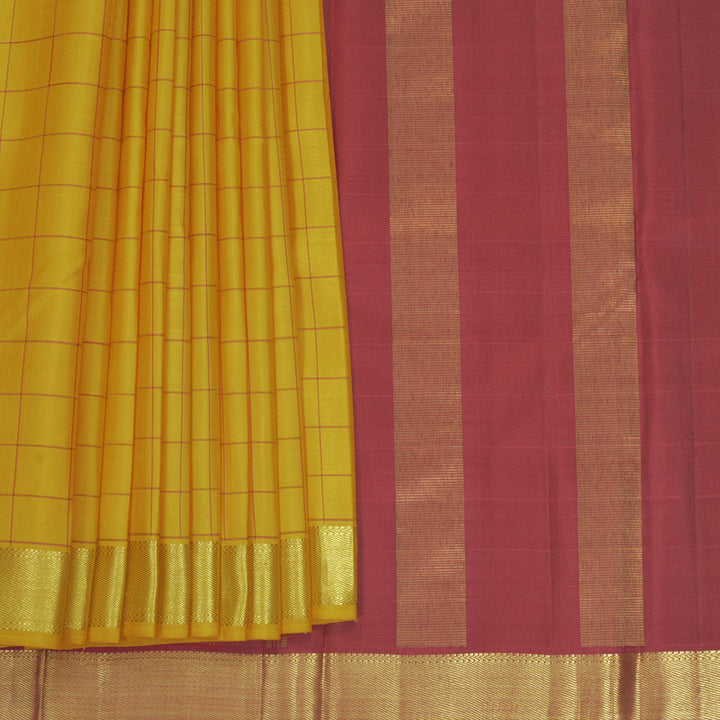 Hayagrivas Handloom Yellow Kanjivaram Silk Saree KBF921H3-1