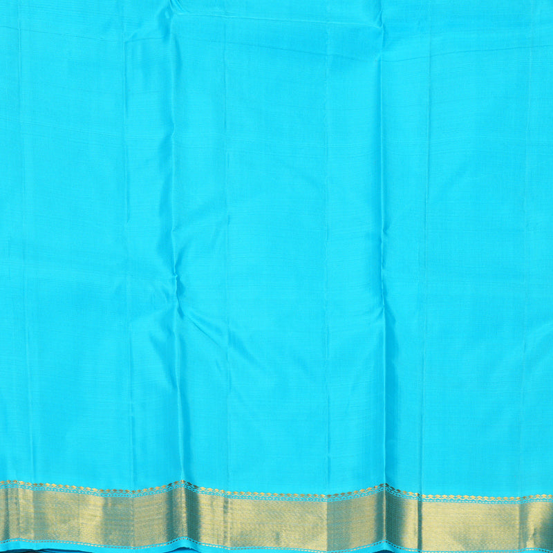 Hayagrivas Handloom Sky Blue Stripes Kanjivaram Silk Saree KBF921H4-1