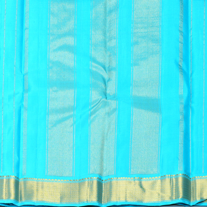 Hayagrivas Handloom Sky Blue Stripes Kanjivaram Silk Saree KBF921H4-1