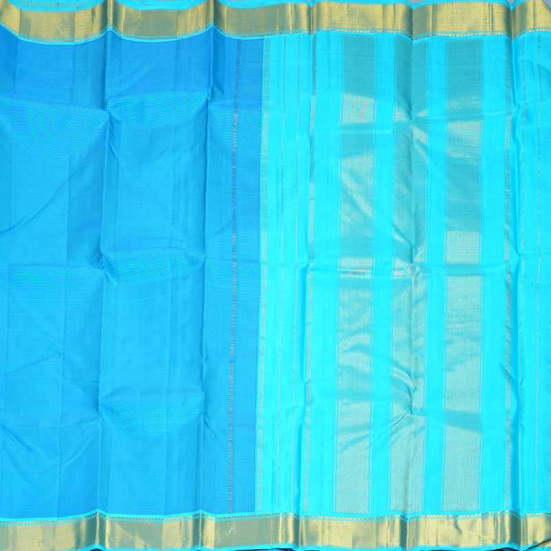 Hayagrivas Handloom Sky Blue Stripes Kanjivaram Silk Saree KBF921H4-1