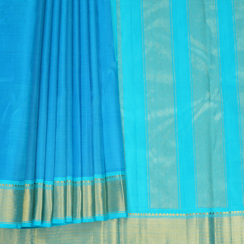 Hayagrivas Handloom Sky Blue Stripes Kanjivaram Silk Saree KBF921H4-1