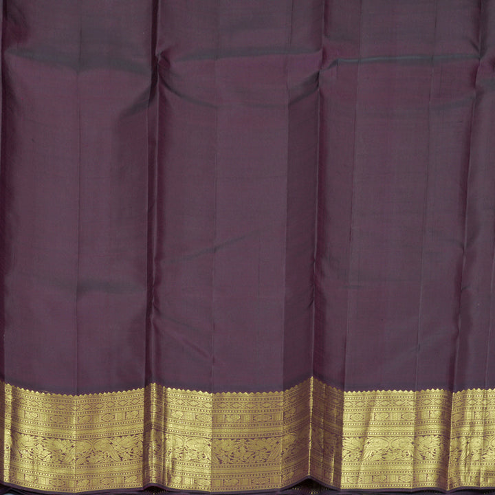 Hayagrivas Handloom Beige Kanjivaram Silk Saree with Purple Border KBF921H6-1