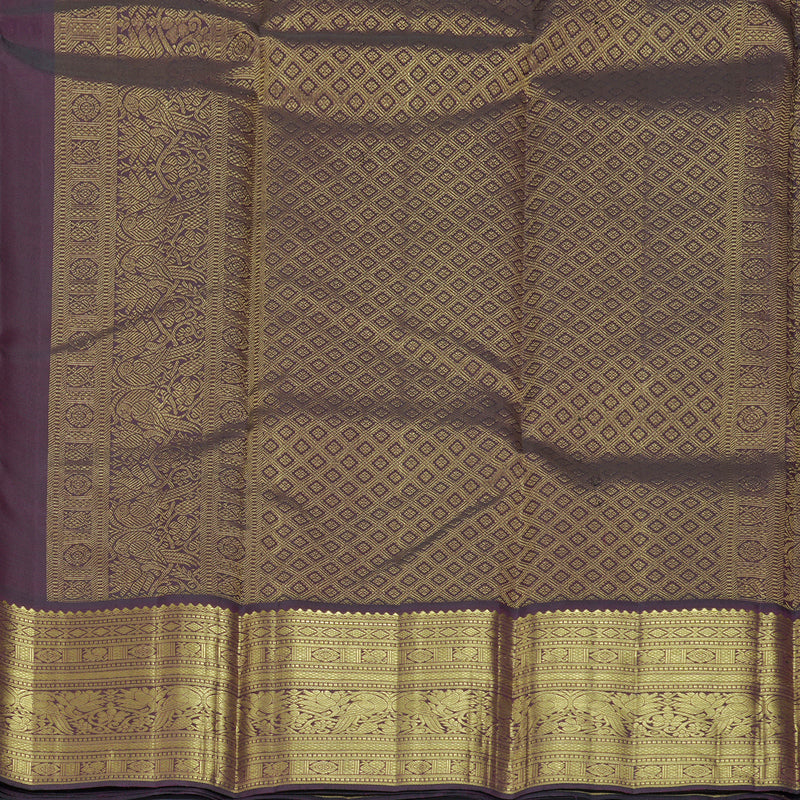 Hayagrivas Handloom Beige Kanjivaram Silk Saree with Purple Border KBF921H6-1
