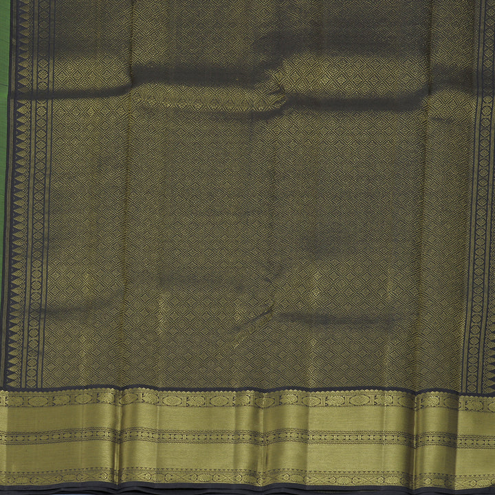 Hayagrivas Handloom Neon Green Kanjivaram Silk Saree with Deep Snuff Border KBF922H1-1