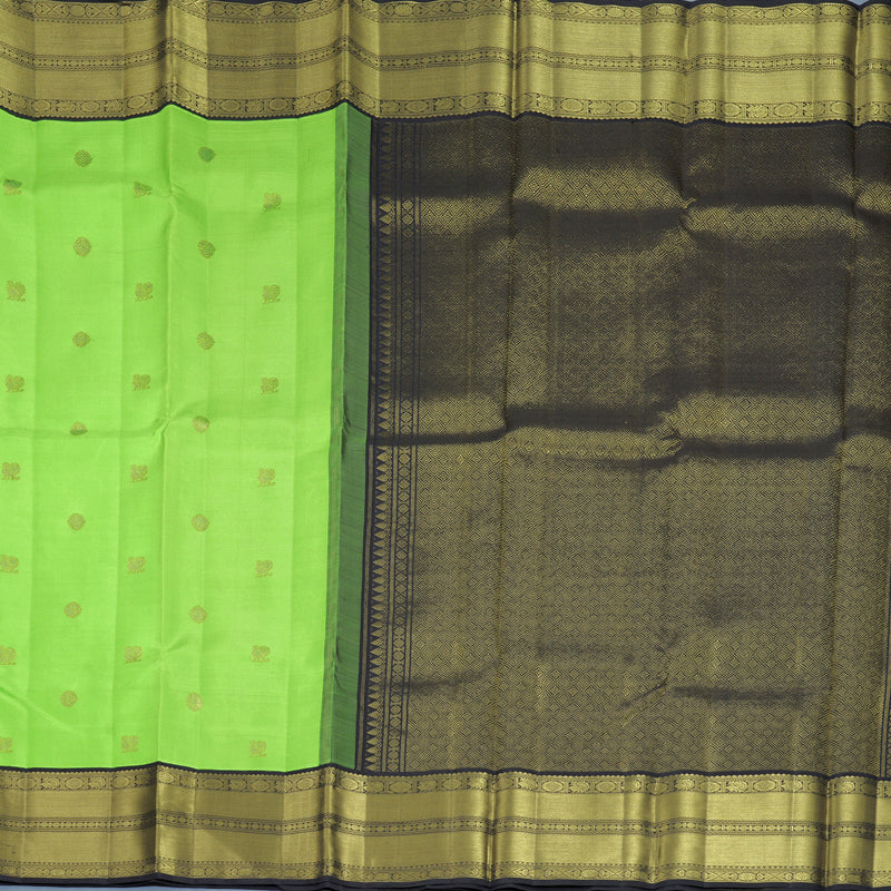 Hayagrivas Handloom Neon Green Kanjivaram Silk Saree with Deep Snuff Border KBF922H1-1