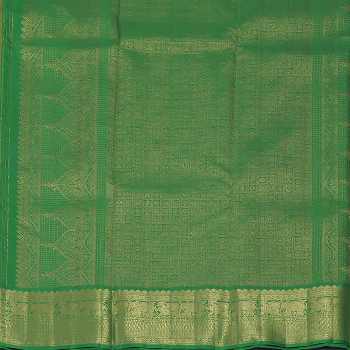 Hayagrivas Handloom Mambazham Orange Kanjivaram Silk Saree with Green Border KBF922H1-2
