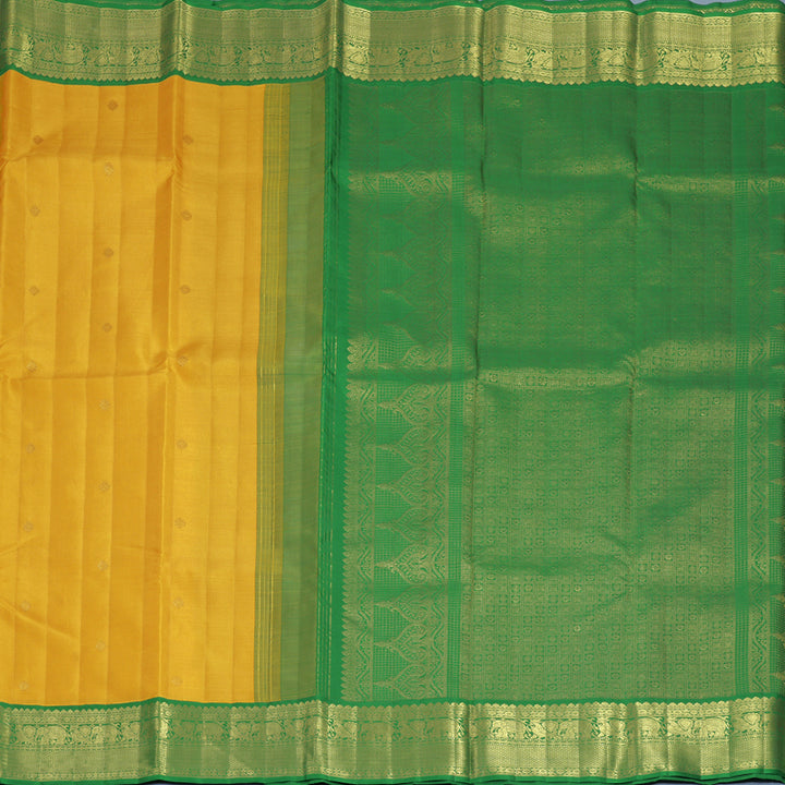 Hayagrivas Handloom Mambazham Orange Kanjivaram Silk Saree with Green Border KBF922H1-2