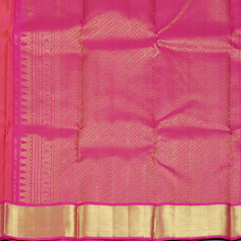 Hayagrivas Handloom Fanta Orange Kanjivaram Silk Saree with Rani Pink Border KBF922H2-1