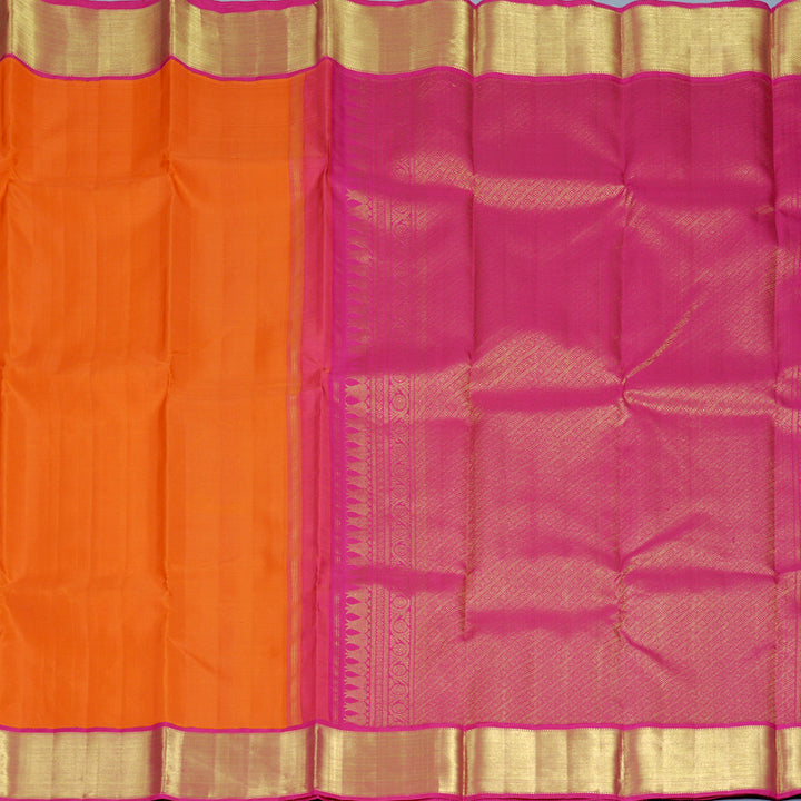 Hayagrivas Handloom Fanta Orange Kanjivaram Silk Saree with Rani Pink Border KBF922H2-1
