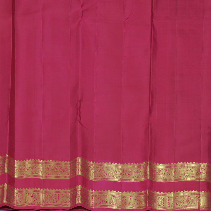 Hayagrivas Handloom Teal Green Kanjivaram Silk Saree with Magenta-Pink Border KBF922H2-2