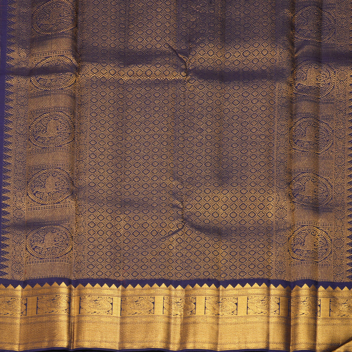 Hayagrivas Handloom Red Kanjivaram Silk Saree with Navy Blue Border KBF922H2-5