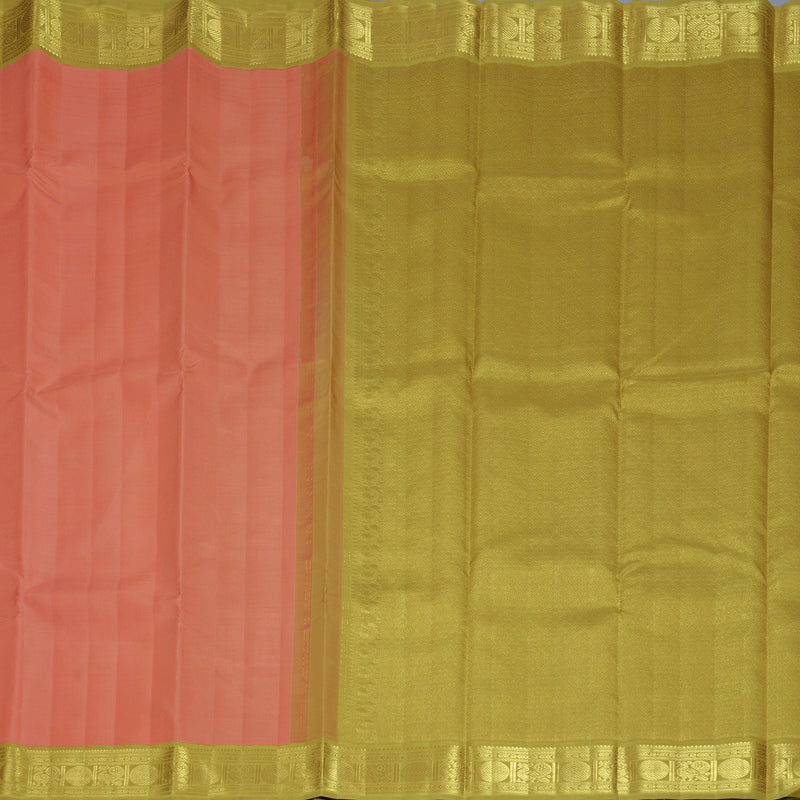 Hayagrivas Handloom Kanakambaram Orange Kanjivaram Silk Saree with Sampanga Yellow Border KBF922H3-1